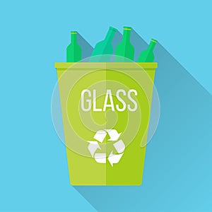 Green Recycle Garbage Bin with Glass