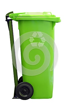 Green recycle garbage can