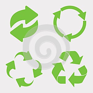 Green recycle icon set