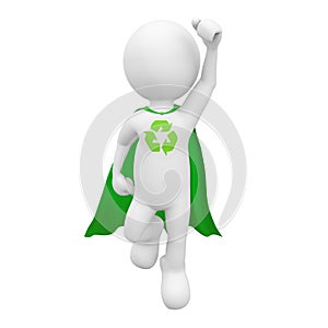 Green Recycle Superhero Achievement Leadership Concept