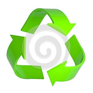 Green recycle symbol in 3d