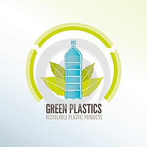 Green recycling badge for ecologic plastic products photo
