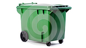 A Green recycling bin isolated on white background. Generative Ai