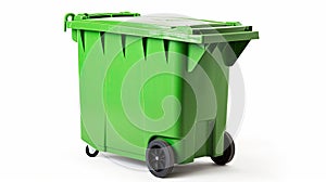 A Green recycling bin isolated on white background. Generative Ai