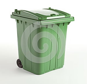 Green recycling bin on white background, composting and waste reduction picture