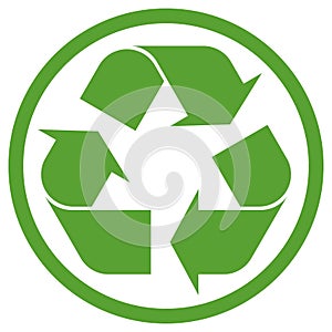 green recycling sign in circle