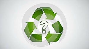 A green recycling symbol composed of three arrows in a triangular formation,