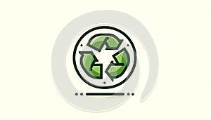 Green recycling symbol with interior arrows for sustainability concept, AI-generated.