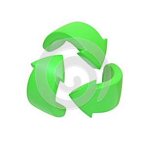 Green recycling symbol isolated on white background