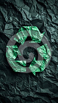 Green Recycling Symbol Surrounded by Rocks, Eco-Friendly Waste Management Concept