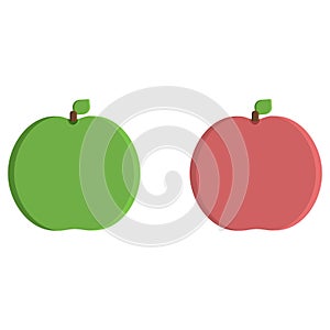 Green and red apple flat icon