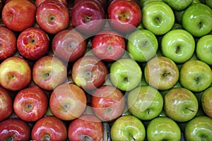 Green and red apples