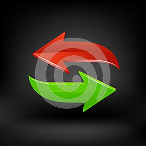 Green and red arrow. Vector