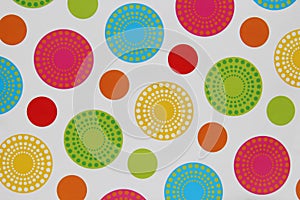 Green Red Blue Yellow Circle Pattern White Background