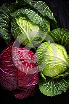 Green and red cabbage. Generative AI,