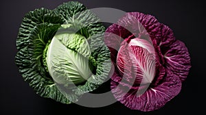 Green and red cabbage. Generative AI,