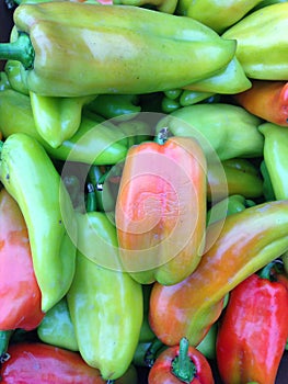 Green and red capsicum