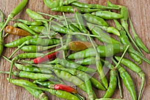 Green and red chili peppers