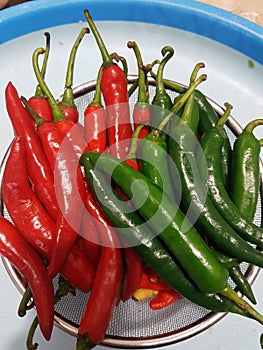 Green and red chilis vegetables fresh good vitamins and healthy