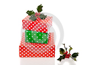 Green and red christmas gifts