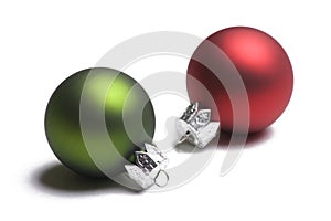 Green and Red Christmas Ornaments on White