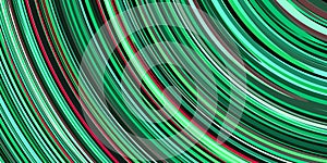 Green red colored curves background. Color arc bow surface. Amazing multicolor arch backdrop. Awesome colorful rounding pattern.