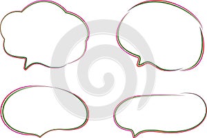 green red colorful stroke speech bubbles set