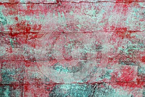 Green and red grunge aged paint wall texture