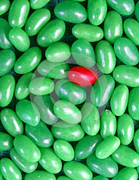 Green and red jelly beans