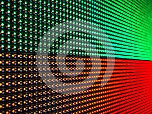 Green and red LED, close up on panel