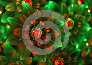 Green and red light ornaments - background