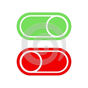 Green and red on / off toggle icon set