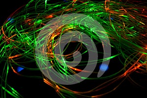 Green and red optical fibre lights