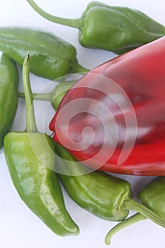 green and red paprika