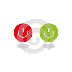 Green red power off on. Business concept. Vector illustration.