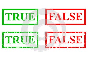 Green and red rubber stamp effect sign true and false photo