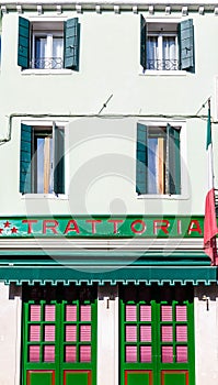 Green and Red Trattoria in Burano