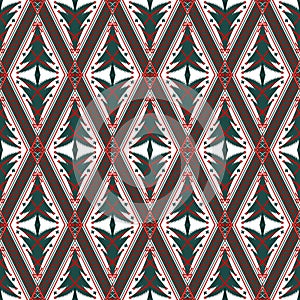 Green Red Treen on White. Geometric ethnic oriental pattern traditional Design for background,carpet,wallpaper,clothing,wrapping,