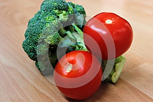 Green and red vegetables - broccoli and tomato