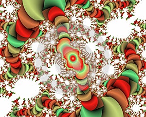 Green red white vivid fractal abstract background, flowery texture