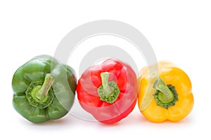 Green and red and yellow bell peppers