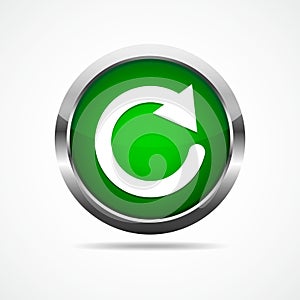 Green refresh button. Vector illustration