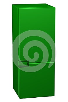 Green refrigerator. 3D rendering.