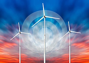 Green renewable energy concept - wind generator turbines