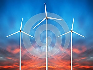 Green renewable energy concept - wind generator turbines