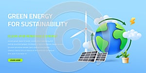 green renewable energy sources for sustainability illustration