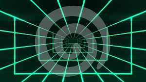 Green Retro Glitching Grid Tunnel VJ Loop Motion Background