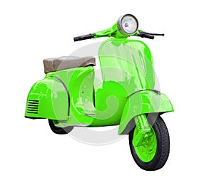 Green Retro Motorcycle isolated on white