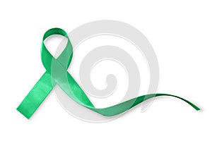 Green ribbon awareness symbolic bow for Kidney, Gallbladder, Bile Duct Cancer, Glaucoma, Leukemia, Traumatic Brain Injury