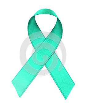Green ribbon isolated on white. Mitochondrial diseases and kidney cancer photo